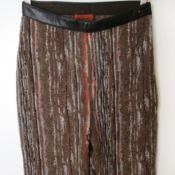 Missoni Slim Knit Trouser Pant With Leather Trim Waist Size 40 - Picture 3 of 14